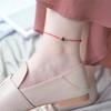 #1Pc Garnet Beaded Anklet, Jewelry, Accessories, Women's Red Rope Tether, Red Garnet, Korean Version Simple Personality Anklet