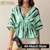BITCED Damesmode Casual Blouses & Overhemden met Korte Mouwen en V-hals