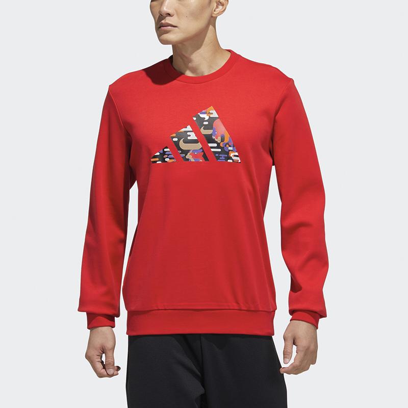 Adidas CNY Series Gfx Swt Logo Print Pullover Sweatshirt Men Tops Light-Crimson GP1838