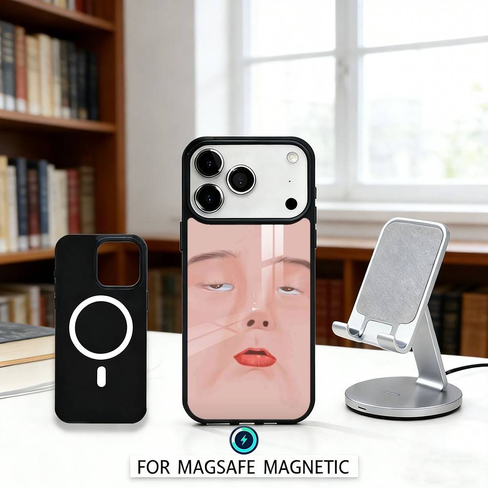 F-FUNNY And cute stickers Phone Case Magnetic For iPhone17 16 15 14 13 12 Pro Max For Magsafe Wireless Charging Cover