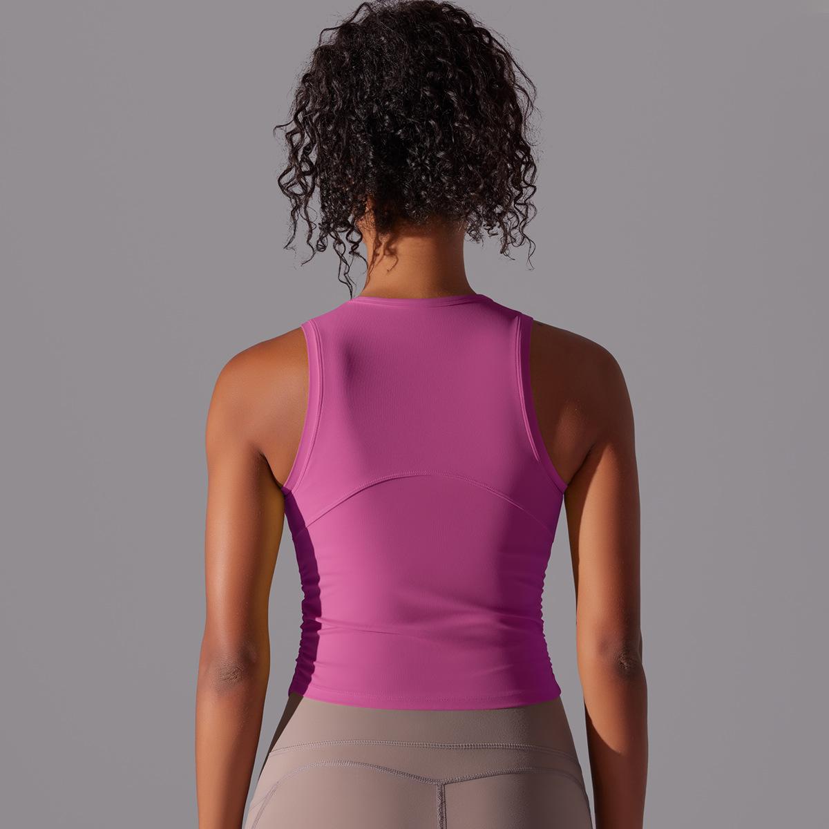 Двусторонний нейлоновый однотонный плотный жилет с круглым вырезом для занятий спортом — фото 9