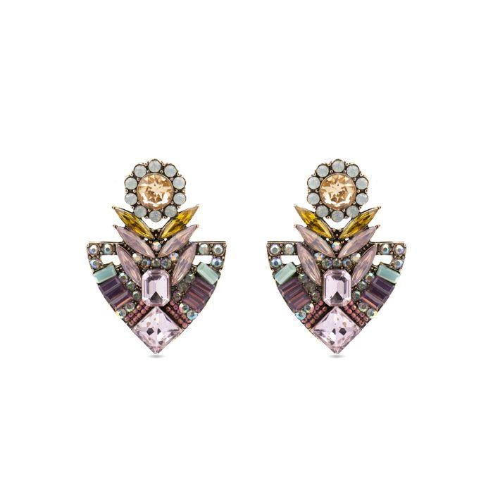 Luxenter Earrings with Multi-colored Crystal 18k Gold Finish - Aphuat