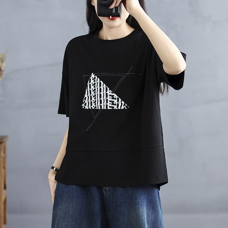 Dimanaf 2025 Neues Sommer Damen Übergröße T-Shirt O-Ausschnitt Kurzarm Locker Basic Lässige Oberteile Druck T-Shirt