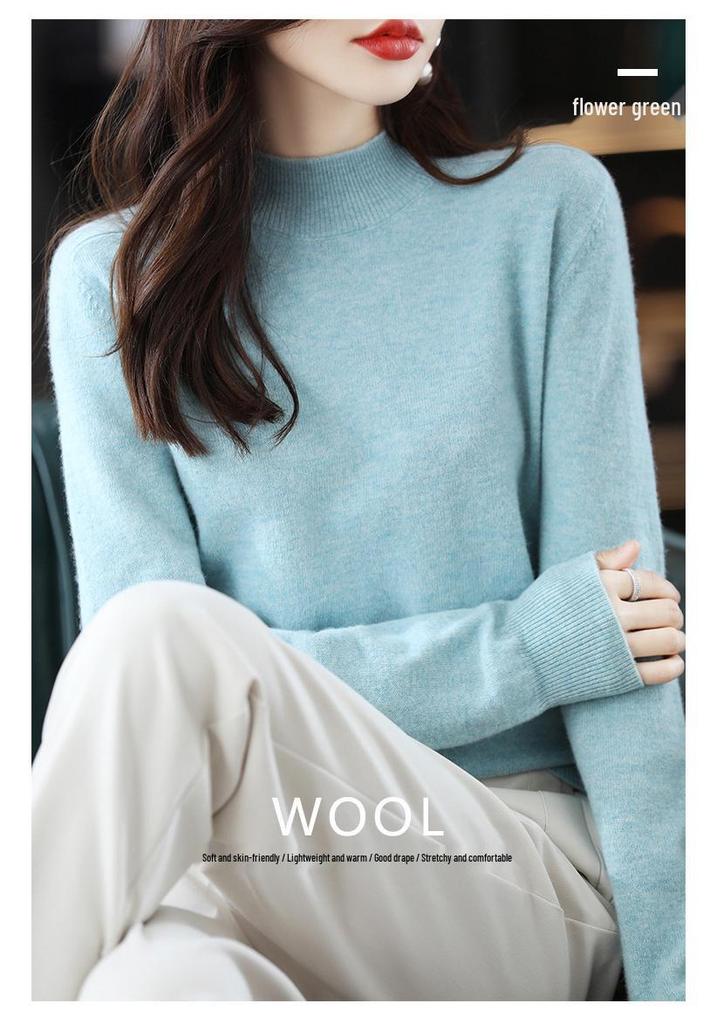 Women's High-Neck Pure Wool Sweater – 2023 Autumn/Winter Knit Base Layer
