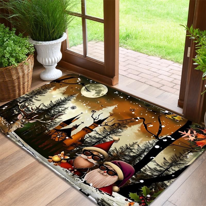 

Christmas Cartoon Door Mats Absorbent Bathroom Rugs Non Slip Living Room Decor Small Carpets for Entry Exit 40cmx60cm