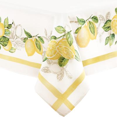 Lemon Orchard Blue Pattern Tablecloth Polyester Wipeable Waterproof Tablecloth Indoor Outdoor Holiday Dining Party Wedding Deocr