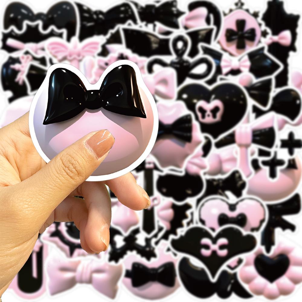 50 Black Powder 3D Graffiti Stickers Decorate Guitar Notebook Suitcase DIY Waterproof Girl Stickers