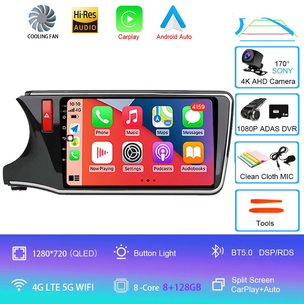 For Honda City Grace 2014 - 2017 Android 14 Car Radio Multimedia Player Unit RHD Head Navigation GPS 4G Wifi BT DSP QLED Screen