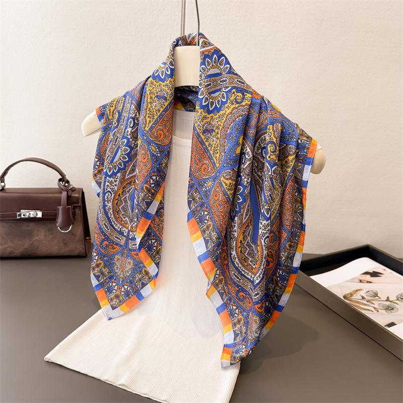 Women Square Scarf Silk Imitation Design Print  Neckerchief Bandana Lady Shawl Scarves Wrap Head Hair Band Ties