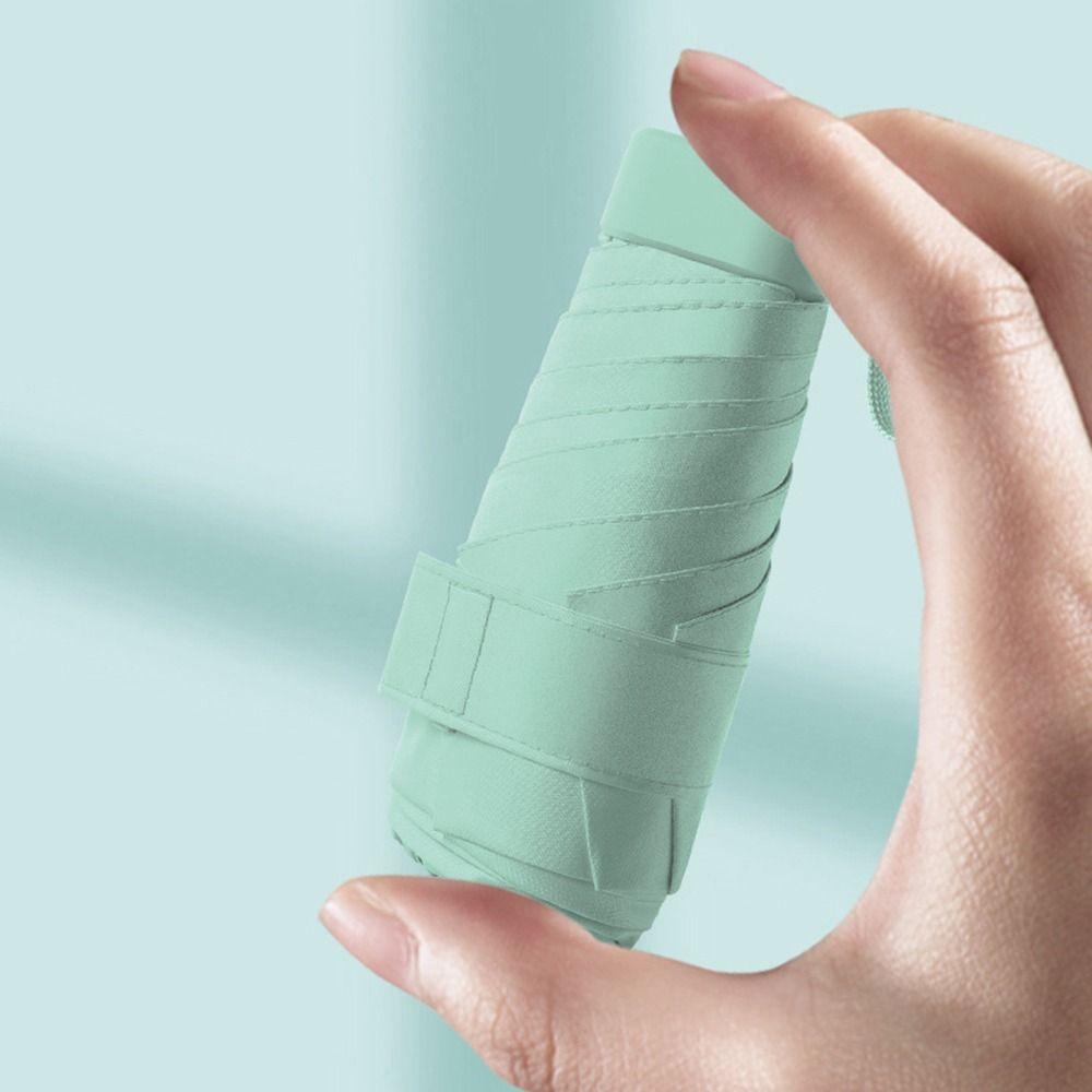 Compact Mini UV Sun Umbrella 6 Ribs Folding Pocket Umbrella Hand Operated Parasol  Outdoor