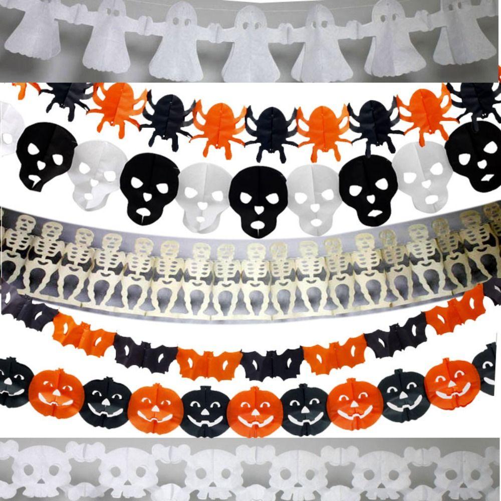 Ghost Ghost Paper Banner Bat Pumpkin Skull Pendant 7 Styles Halloween Paper Latte Art  Scene Layout