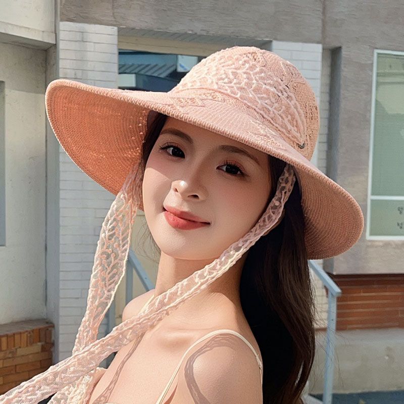 Neuer einfacher faltbarer Reiseurlaub Sonnenschutz Strand Fischerhut Strohhut Damen Sommer Sonnenschutzhut