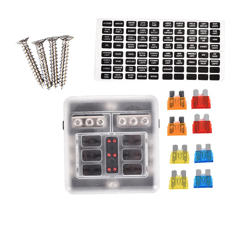 Buy Portable 6Way Car Fuse Box Universal Automotive Fuse Box With Led
