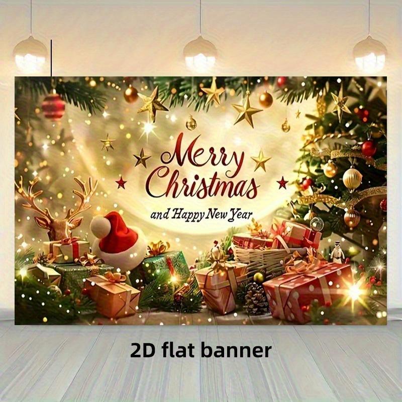 1Pcs Christmas Hat And Gift Decoration Background Winter Backdrop For Photo Studio Photo Booth Party