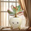 1 Cute Ceramic Flower Pot with Smiling Face, Adorable Expression Design, Succulent Plant Growing Container, Desktop Balcony Home Decoration, Healing 