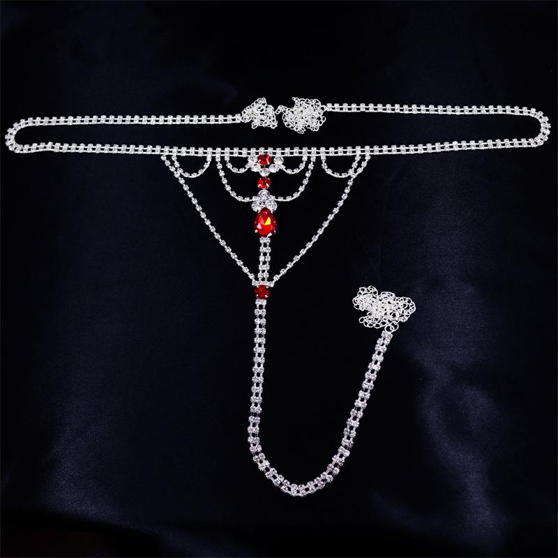 

New European And American Ruby Rhinestone Body Chain Underwear Chain, Fashion Nightclub Elegant Sexy Bikini Chain