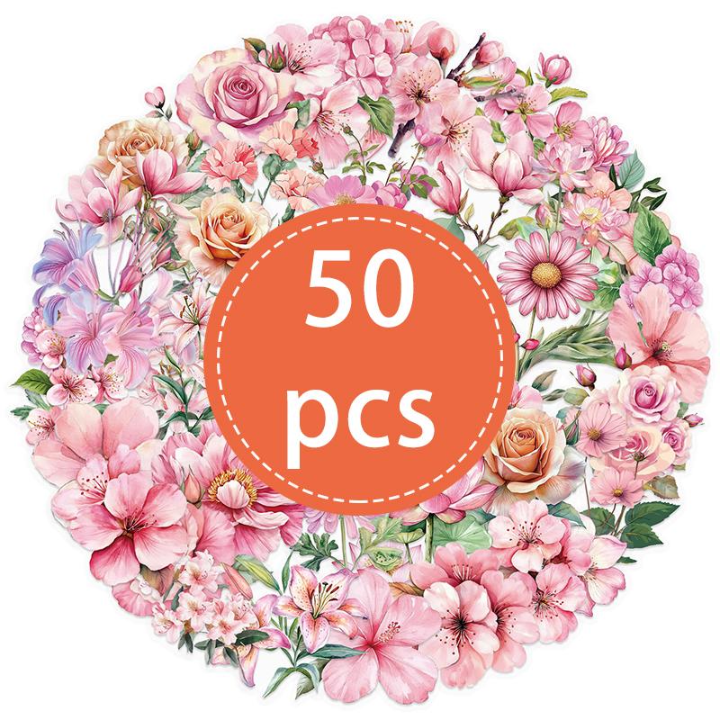 High-Quality 50Pcs High-Quality Pink High-Quality Flower High-Quality Stickers High-Quality For High-Quality Window High-Quality & High-Quality