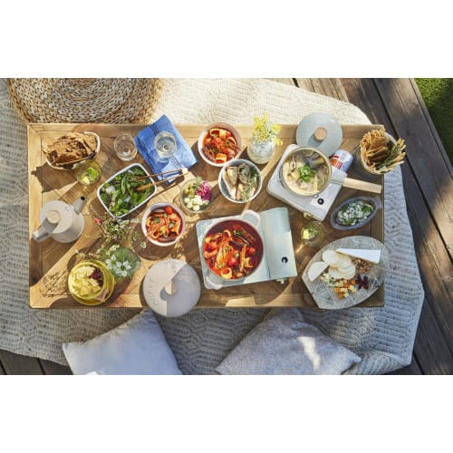 Bruno Fuji Enamel 20cm Double-Handled Pot, BHK280 [6760926] Greige