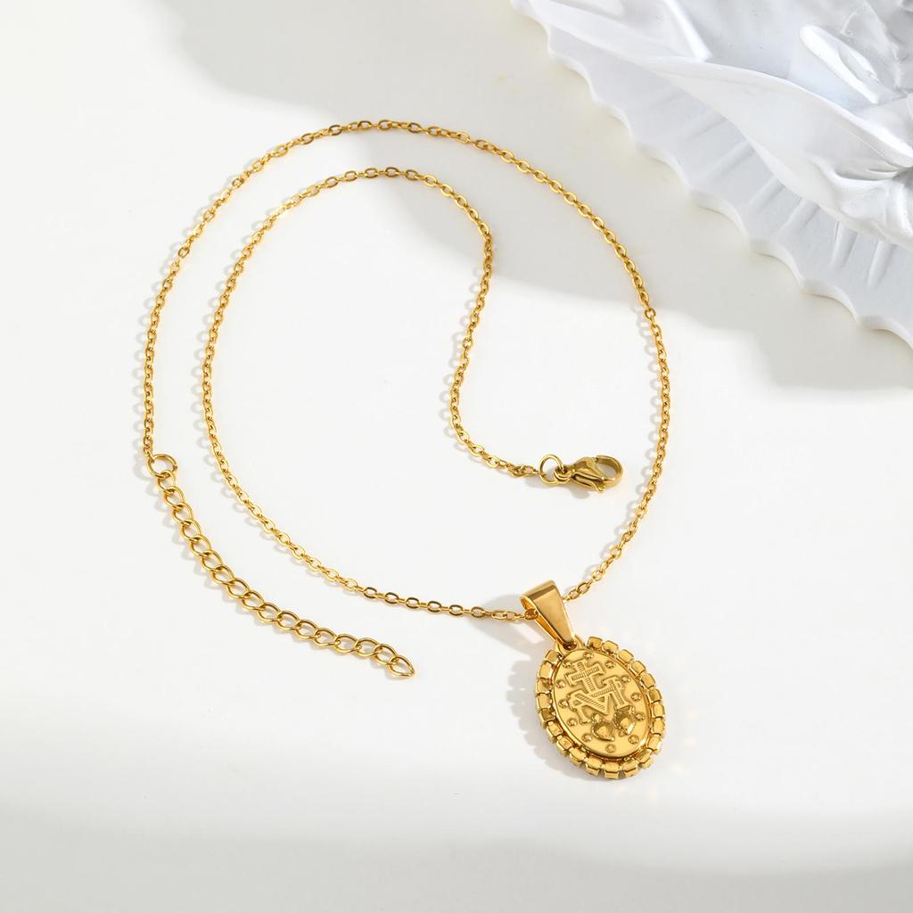 Personalized Zircon Virgin Mary Pendant Necklace for Women, Stainless Steel Gold Plated Necklace,Religious Prayer Amulet Jewelry