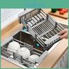 Yousheng Over Dish Drying Rack Sink Expandable Dish Drainer Stainless Steel Dish Dryer Rack Over The Sink For Kitchen Fruits And Vegetables