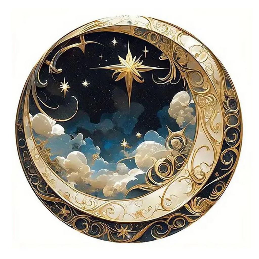 Retro Round Metal Tin Signs Sun And Moon Face Decor Pattern Nostalgic Iron Painting Novelty For Cafe Bar Man Cave Wall Decor