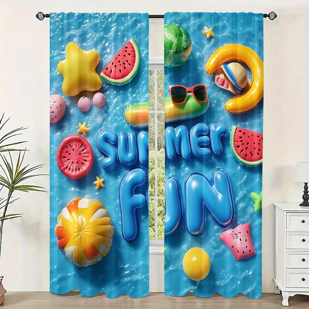 

2 шт., Шторы Летняя вечеринка Машинная стирка Полиэстер, Без электричества Украшения для вечеринки для украшения отеля 29x65in(75x166cm)