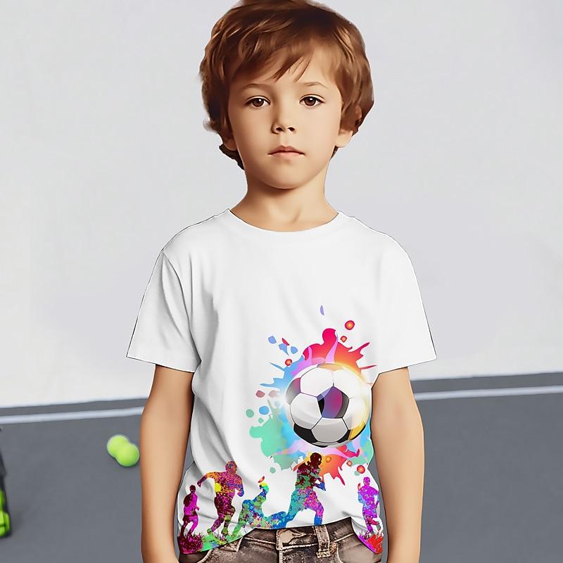 Boys 3D Graphic Football T Shirt Tee Short Sleeve 3D Print Summer Spring Active Sports Fashion Polyester