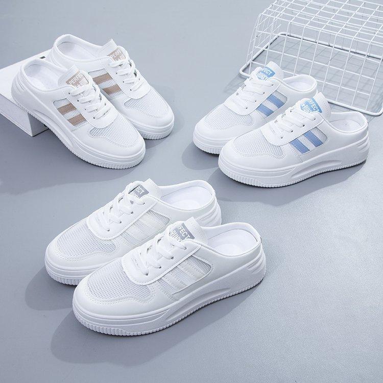 Foreign Trade Little White Slippers Women's 2025 Summer Rubber Women's Shoes Mesh Breathable Simple Bag Head Cool Half Drag