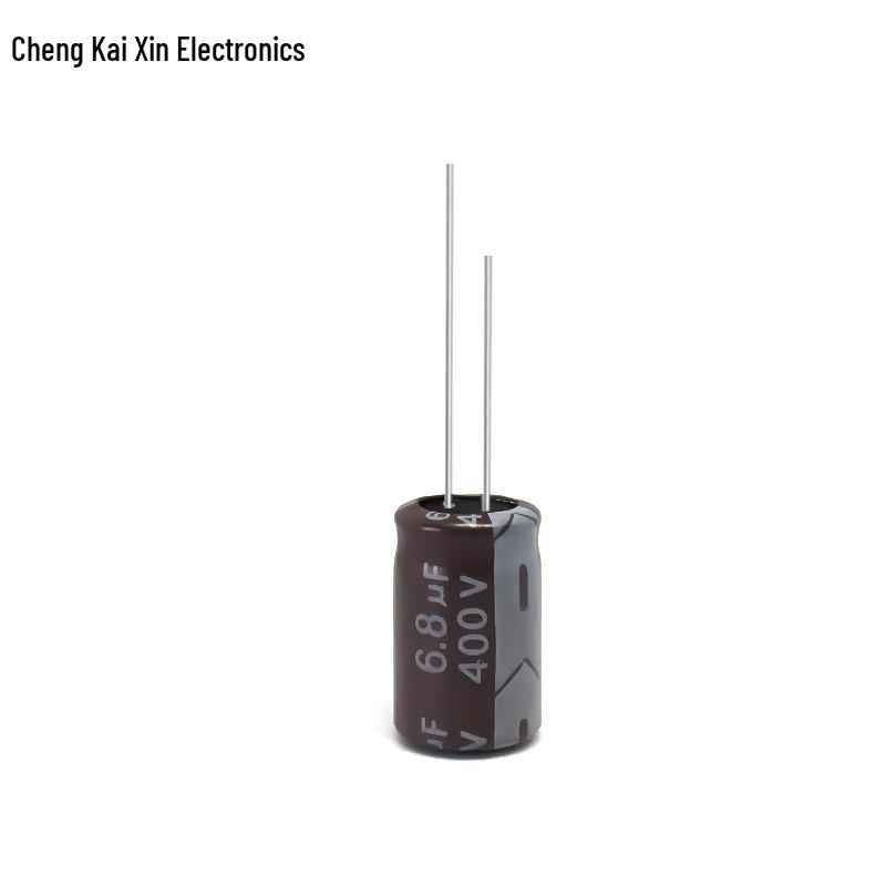 Aluminum Electrolytic Capacitor 400V 6.8UF, High-Frequency, Lightning Surge Protection, PET, 8x12 Brown.