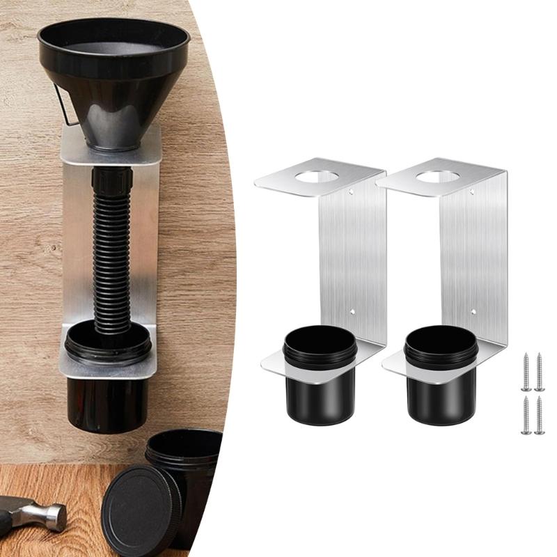 2Pack Wall Mounted Oil Funnel Holder Funnel Bracket Organizers Aluminum Construction For Workshop Use