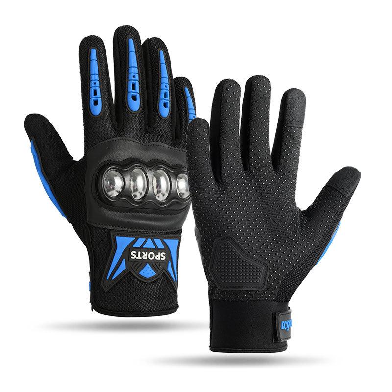 Locomotive gloves men's fitness sports touch screen non-slip outdoor riding protection touch screen stainless steel shell full finger