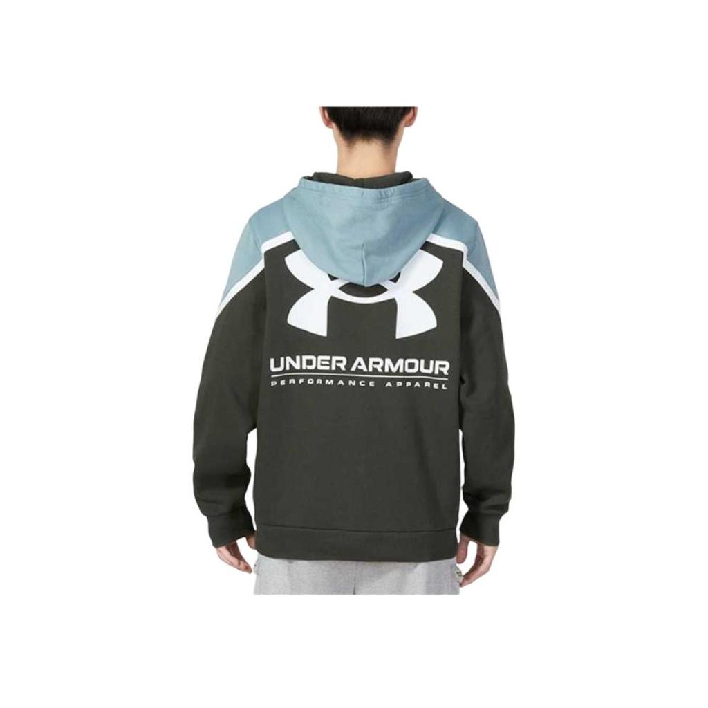 Under Armour Rival Amp Color Block Fleece Hooded Training Sweatshirt Men Sweatshirt Blue 1357090-424