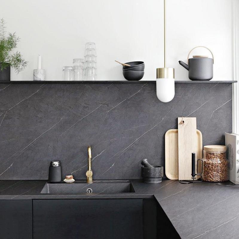 Matte Thick Gray Marble Pattern Water-Repellent Film Furniture Self-Adhesive Wall Cover Kitchen Countertop Oil-Proof Rock Wall Sticker