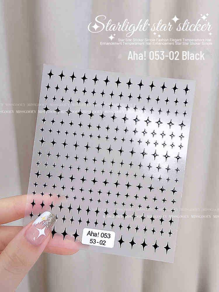 

3D золотые и серебряные наклейки для ногтей в виде звезд - интернет-тренд, маленькие самоклеящиеся украшения в виде звезд 053-2 чёрный
