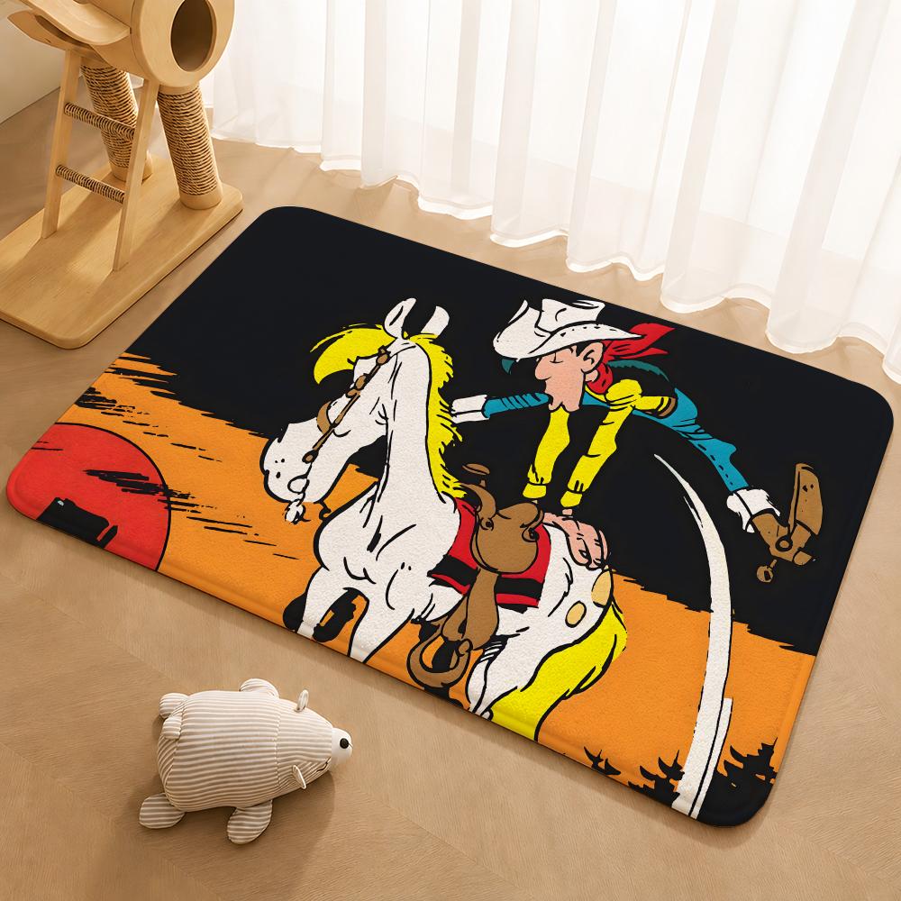 LUCKY LUKE CARTOON Floor Mat Floor Mat Soft Flannel Non-Slip Door Rug for Living Room