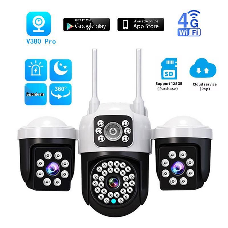 V380 Pro Triple-Eye Wireless Camera: Three-Screen, Three-Lens Intercom Surveillance System