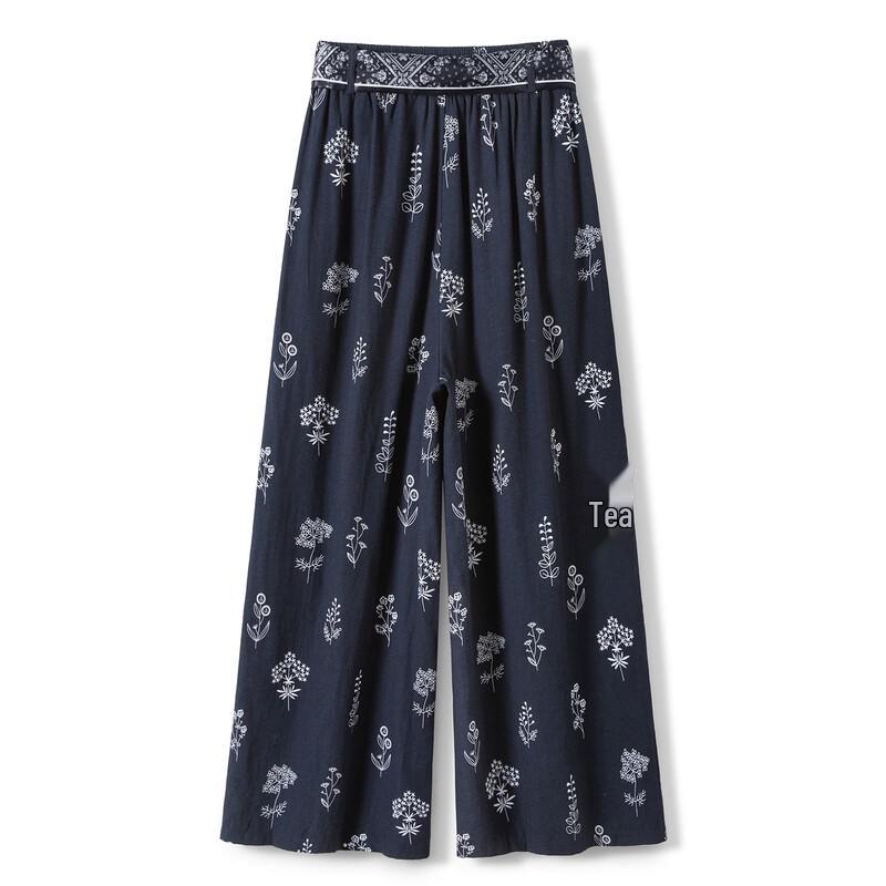 Women's Floral Print Elastic Waist Wide-Leg Pants