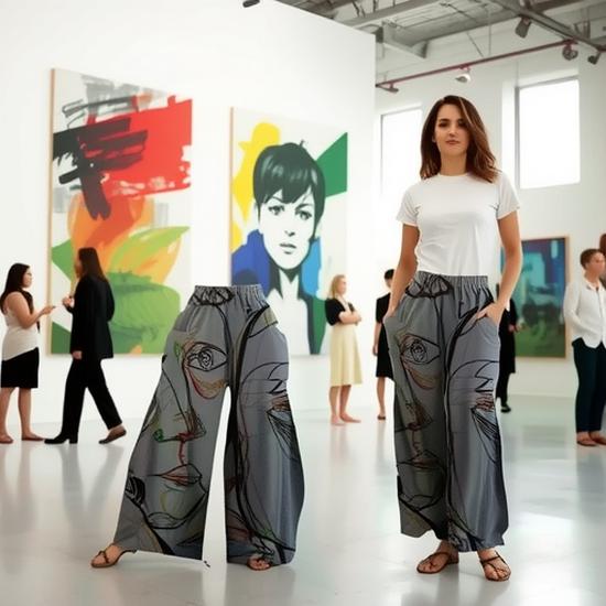 

Elastic Waist High-End Micro-Flare Wide-Leg Slimming Women s Summer Pants Extra Large темно-сірий