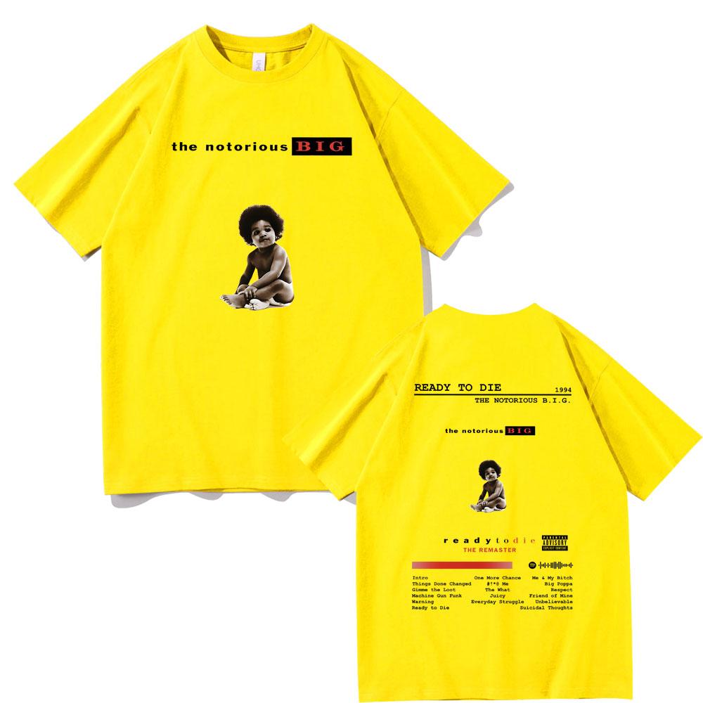 The Notorious Big Double Sided Print T Shirt Rapper Biggie Smalls Ready To Die Hip Hop Oversized T-shirts Men's Vintage Tshirt