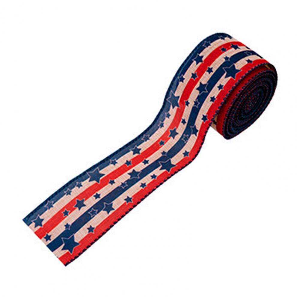 1 Roll 4.5m Ribbon U.S. Flag Elements Independence Day Colored Ribbon Commemorative Decorative Star String Ribbon For Festival