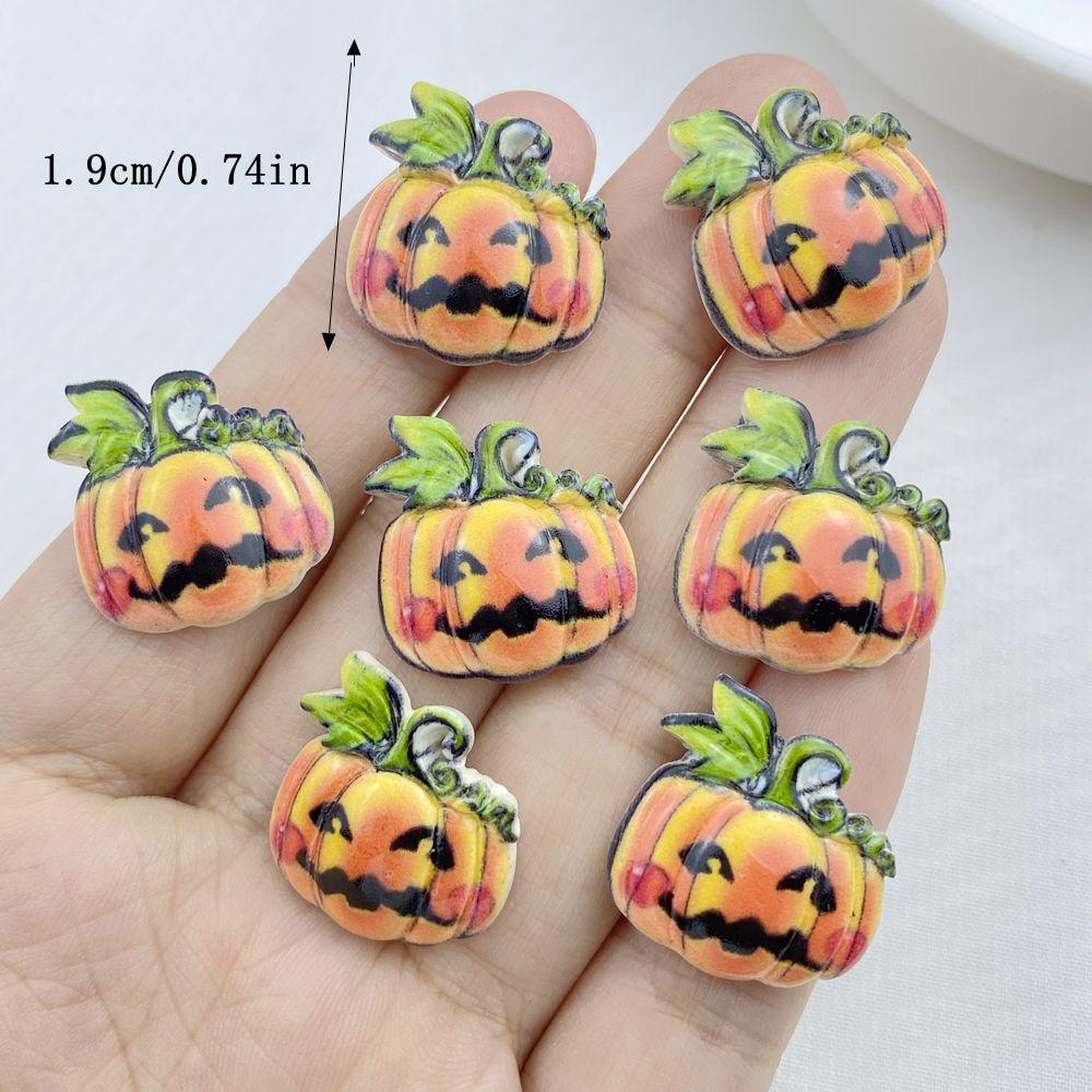 10PCS New Models Colorful Cartoon Halloween Pumpkin Series Resin Scrapbook DIY Jewelry Hairpin Headrope Decoration Crafts