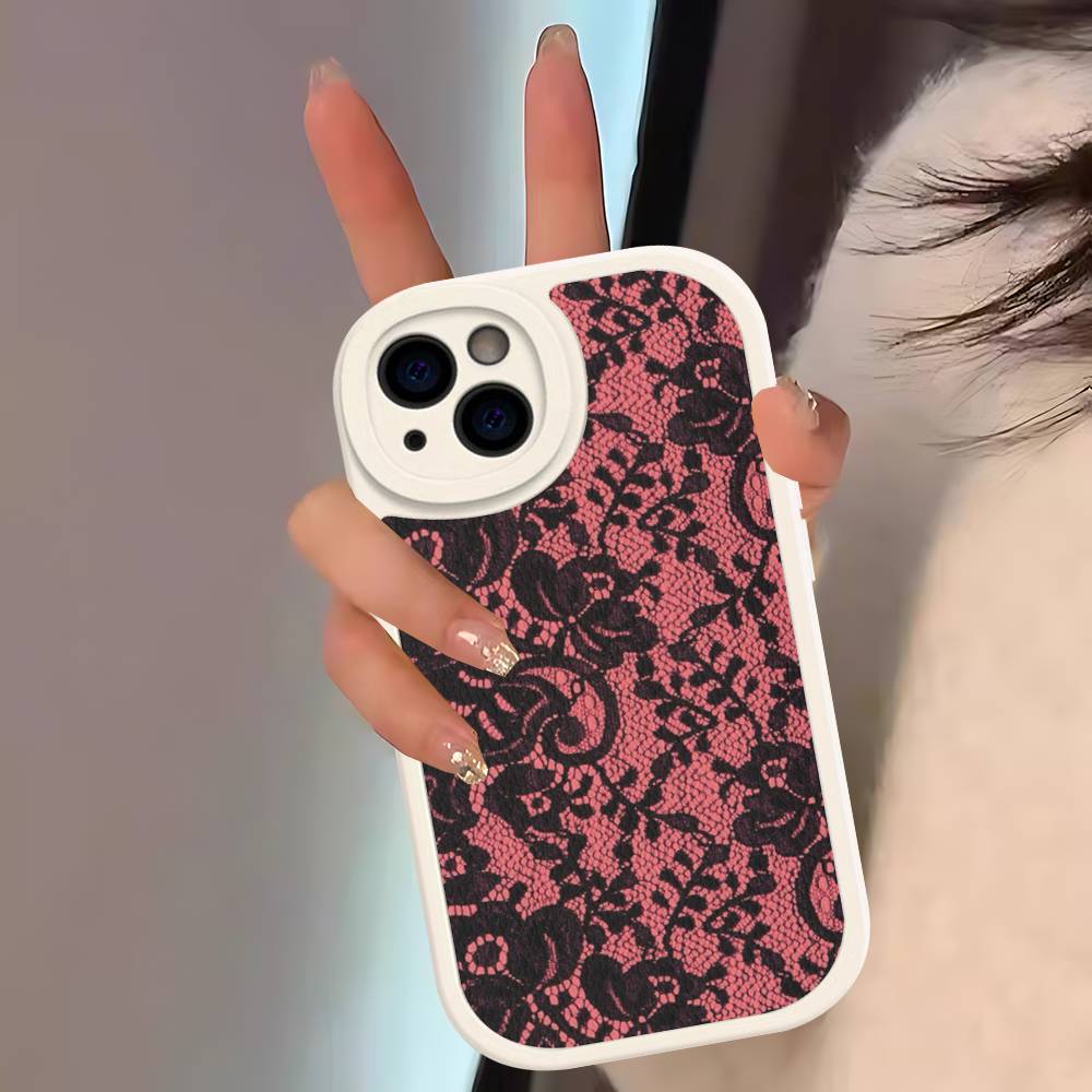 

Lace Style Cool Girl Phone Case For IPhone 16 15 14 13 12 11 Pro Max Plus Soft Leather Cover iPhone 16 pro