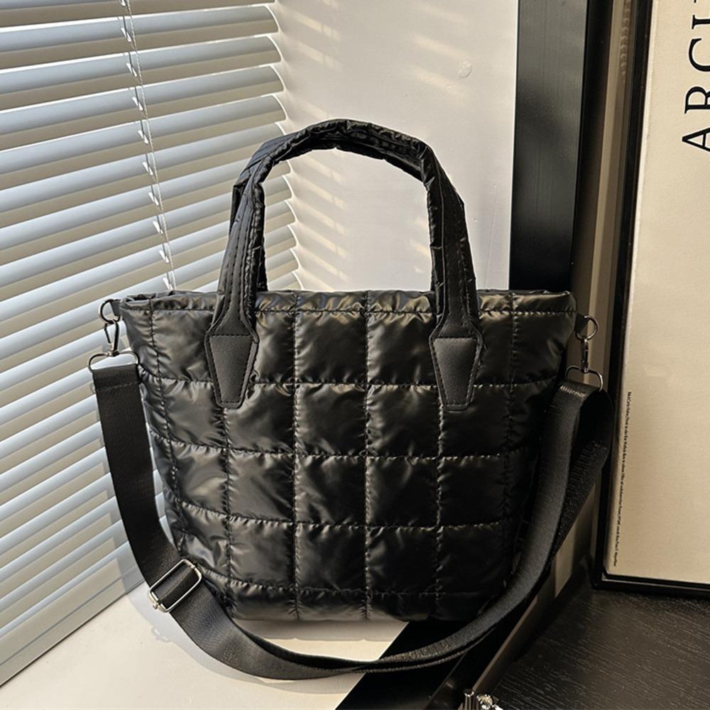 

Fashion Solid Color Quilted Tote Bag Waterproof Lightweight Shoulder Bags Large Capacity Puffer Crossbody Bag
