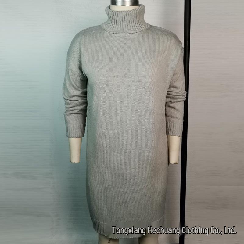 Women's Mid-Length High Neck Knitted Sweater Cardigan