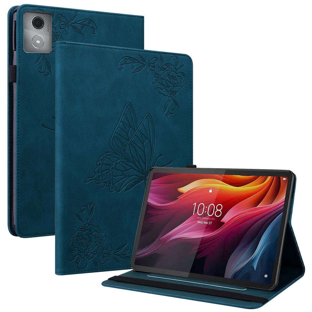 For Lenovo Tab K11 Plus Case Butterfly Flower Imprint PU Leather Tablet Cover with Card Slots