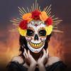 Masquerade Mask Day of The Dead Mask Rose Suger Skeleton Mask for Halloween Cosplay Costumes Party Mask for Women Men