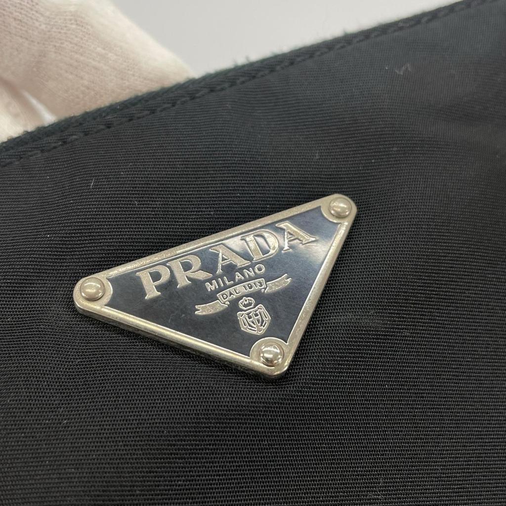 PRADA Hobo Triangle Logo Shoulder Bag black Women One Belt Pack used