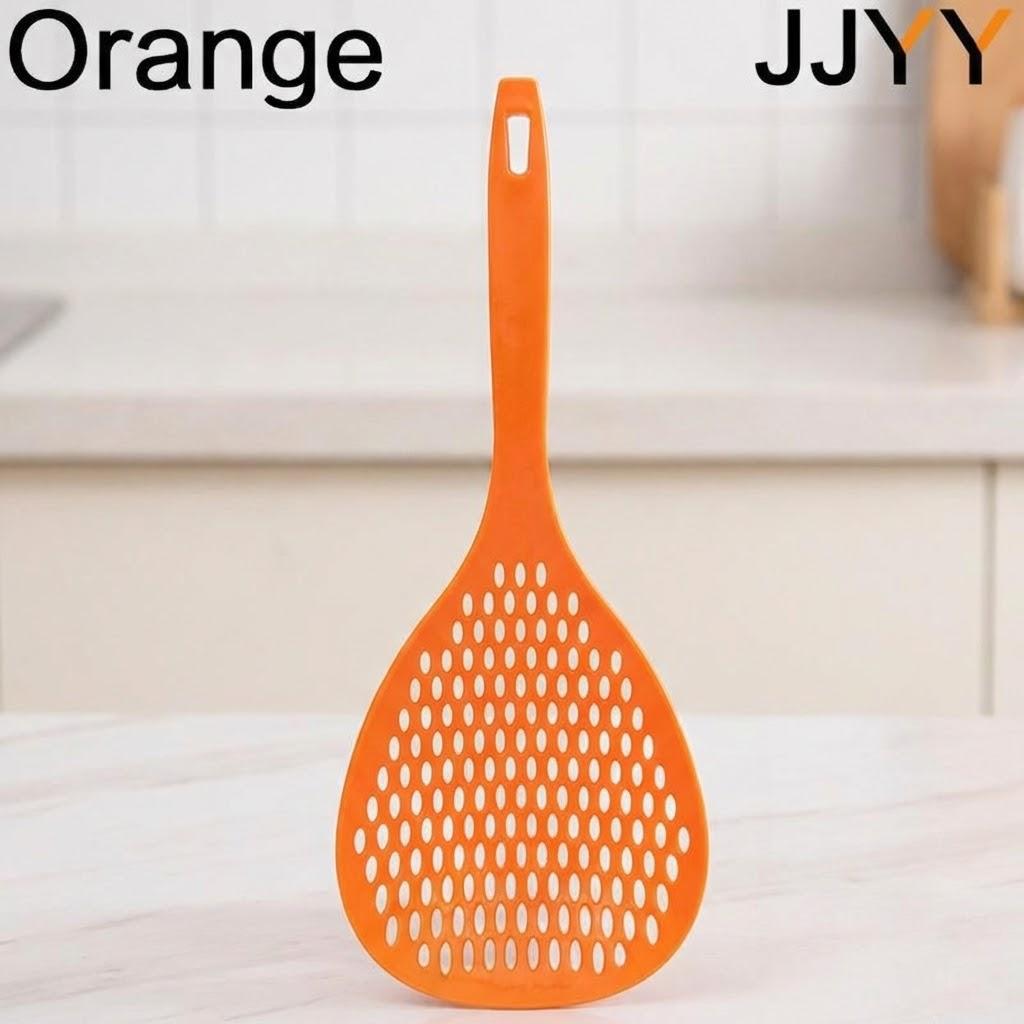 

Длинная ручка из нержавеющей стали, ложка-дуршлаг с прорезями, кухонный инструмент для приготовления пасты, овощей, супа оранжевый