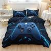Set cu husă de pilotă pentru pat de gaming, Single, Copii, Controller de joc, Gamer, Moale, Fermoar, Copii, Pat complet, Set de 2 piese, Huse de pilotă și fețe de pernă