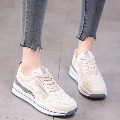 Mode Plateau Sport für Damen Neue Atmungsaktive Leichte Lässige Sneaker Damen Flach Schnürschuhe Weiß Laufschuhe Tenis Feminino